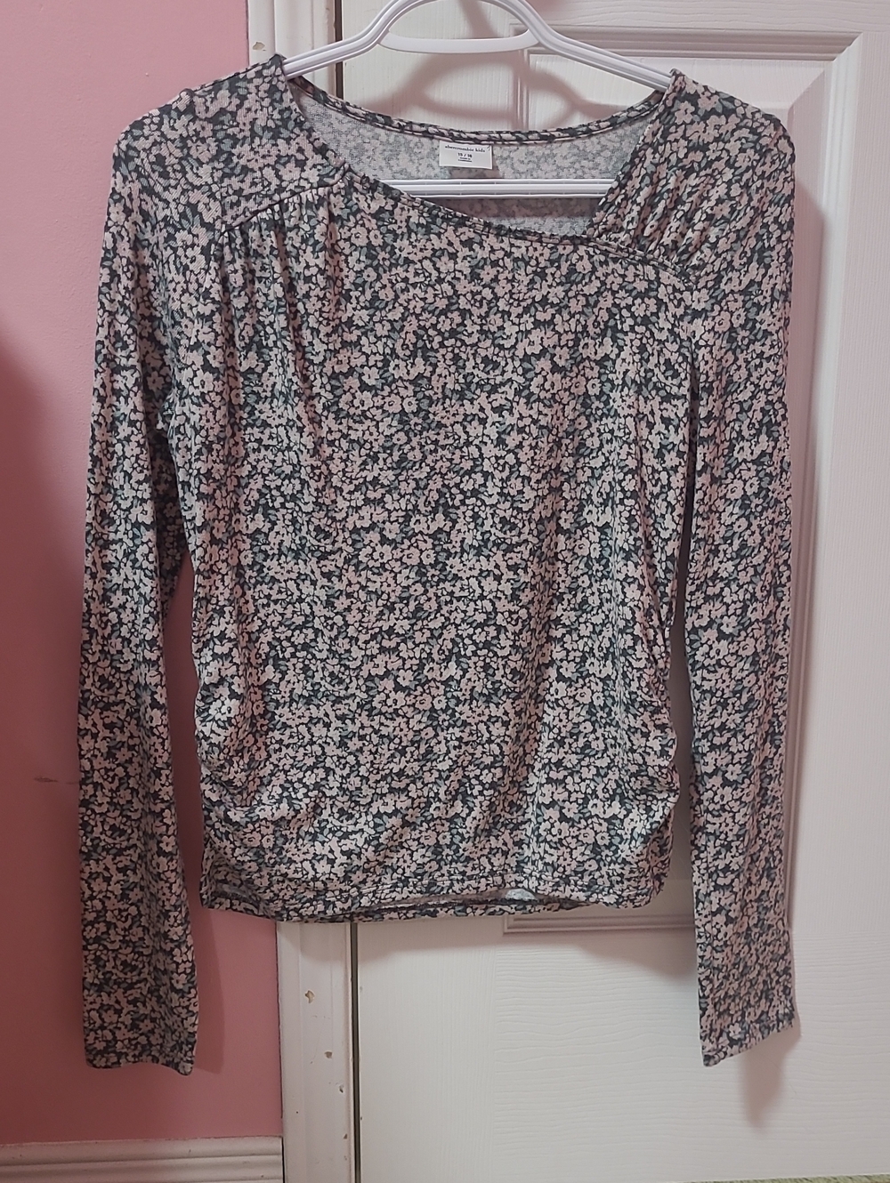 abercrombie kids Pink and Green Floral Long-Sleeve Top